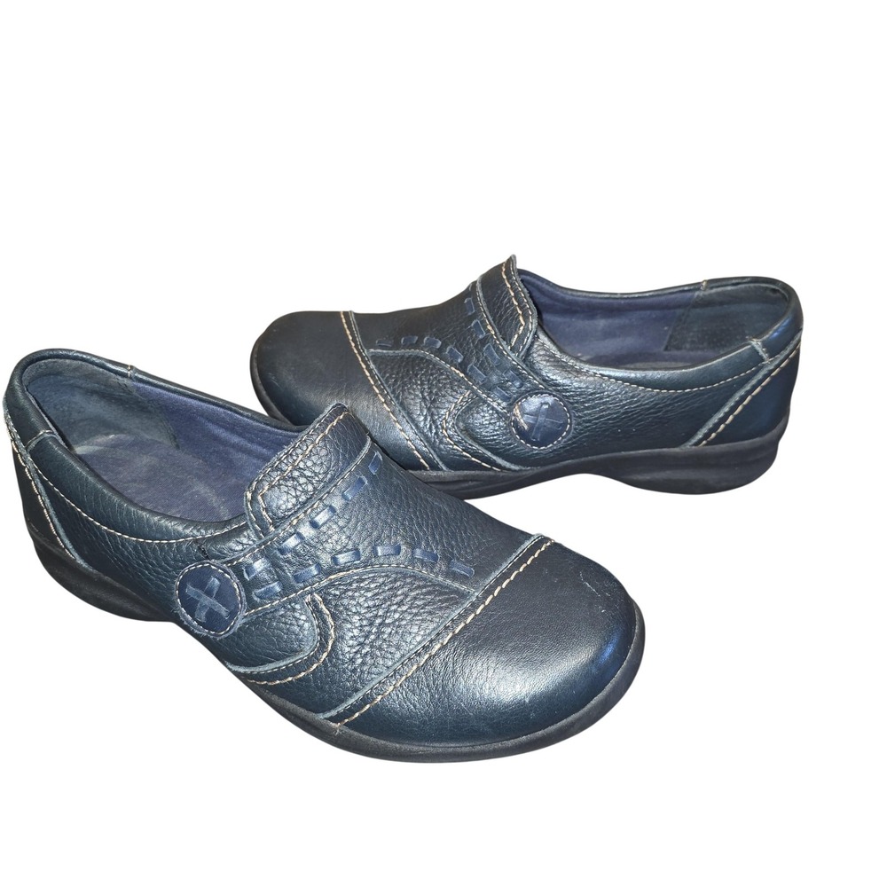 Clarks Shoes Womens 6 Green Leather Slip On Comfort Walking Casual‎ 60157 Trendy